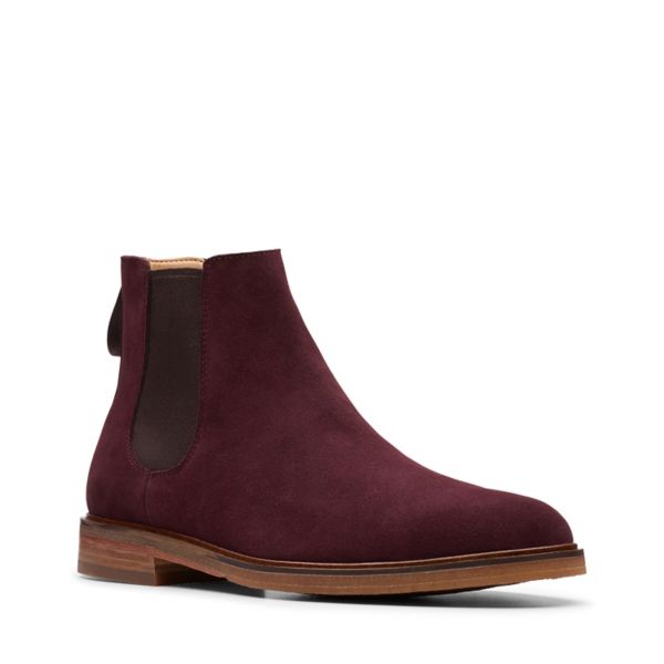 Clarks Mens Clarkdale Gobi Chelsea Boots Burgundy | UK-7246109